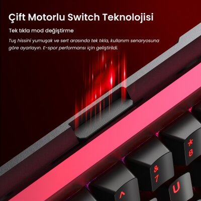 Aula AG60 Max Alüminyum Manyetik Klavye Hall Effect Frostcore Switch 8000Hz RGB TKL Hot Swap Oyuncu Klavyesi Kırmızı - 4
