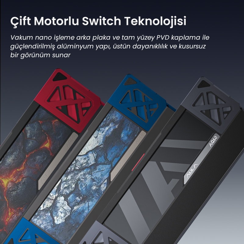 Aula AG60 Max Alüminyum Manyetik Klavye Hall Effect Frostcore Switch 8000Hz RGB TKL Hot Swap Oyuncu Klavyesi Kırmızı - 5