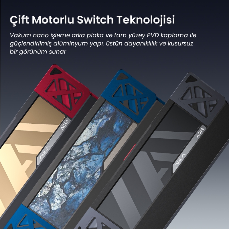 Aula AG60 Pro Alüminyum Manyetik Klavye Hall Effect Aether Switch 8000Hz RGB TKL Hot Swap Oyuncu Klavyesi Şeffaf Siyah - 5