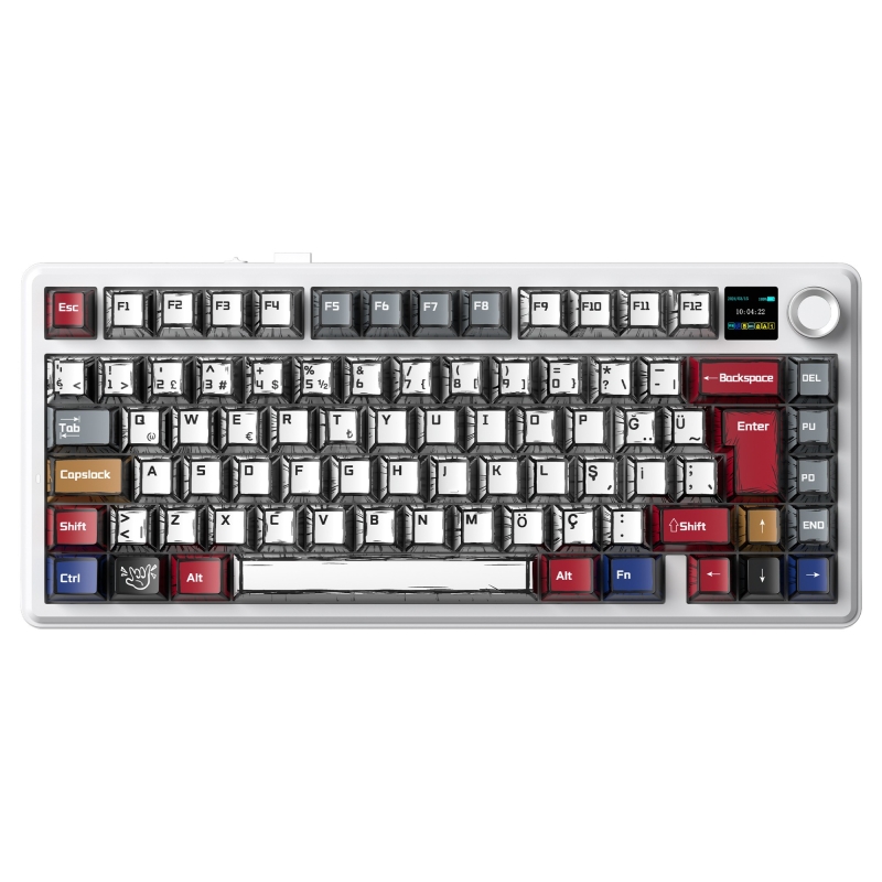 Aula F75 Max Mekanik RGB TKL GrayWood V4 Switch Kablosuz Makrolu Hot Swap Türkçe Q Klavye Comic - 1