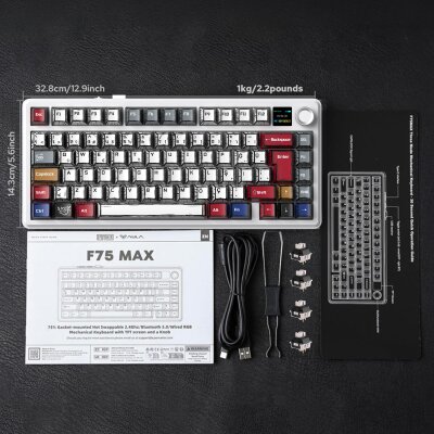 Aula F75 Max Mekanik RGB TKL GrayWood V4 Switch Kablosuz Makrolu Hot Swap Türkçe Q Klavye Comic - 8