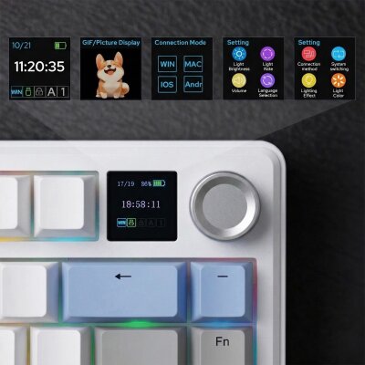 Aula F75 Max Mekanik RGB TKL GrayWood V4 Switch Kablosuz Makrolu Hot Swap Türkçe Q Klavye Lacivert - 3