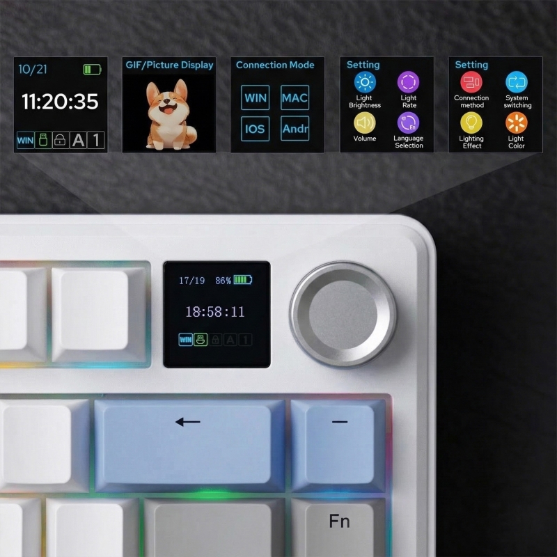 Aula F75 Max Mekanik RGB TKL GrayWood V4 Switch Kablosuz Makrolu Hot Swap Türkçe Q Klavye Lacivert - 3