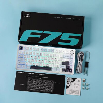 Aula F75 Mekanik RGB TKL Ice Vein Switch Kablosuz Makrolu Hot Swap Klavye Lacivert - 9