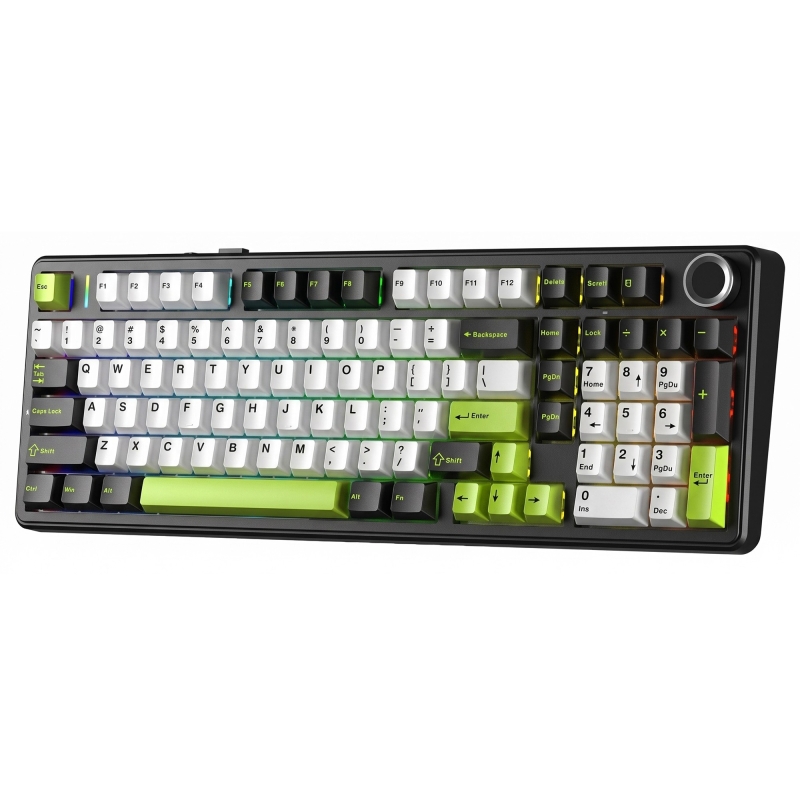 Aula F99 Pro 3 Modlu RGB Hot Swap Mekanik Star Vector Switch Kablosuz Makrolu Klavye Yeşil - 9