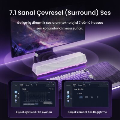 Aula GS6 PRO 10W RGB Bluetooth USB Kablolu Soundbar Hoparlör Player Özellikli Speaker Siyah - 4