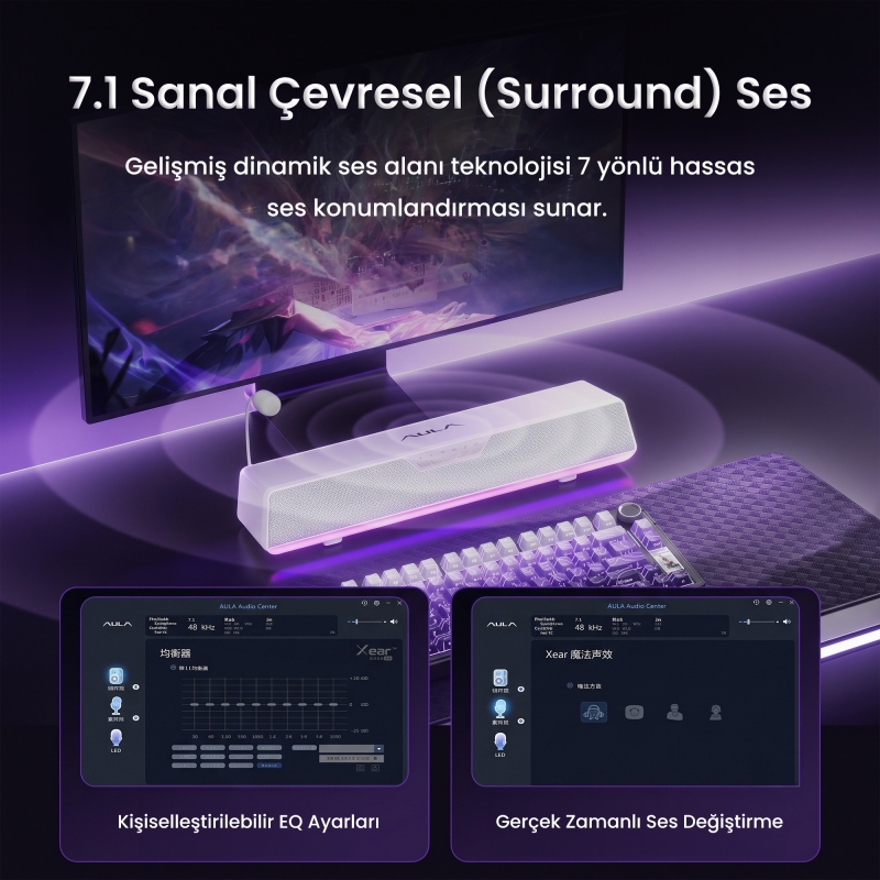 Aula GS6 PRO 10W RGB Bluetooth USB Kablolu Soundbar Hoparlör Player Özellikli Speaker Siyah - 4