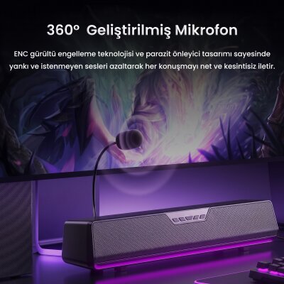 Aula GS6 PRO 10W RGB Bluetooth USB Kablolu Soundbar Hoparlör Player Özellikli Speaker Siyah - 5
