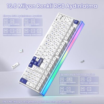 Aula Hero 99 Hall Effect Manyetik Klavye Rapid Trigger Wing Chun Switch 8000Hz RGB Hot Swap Oyuncu Klavyesi Mavi - 3
