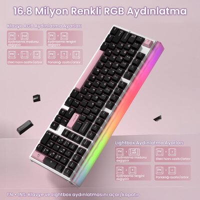 Aula Hero 99 Hall Effect Manyetik Klavye Rapid Trigger Wing Chun Switch 8000Hz RGB Hot Swap Oyuncu Klavyesi Siyah - 4