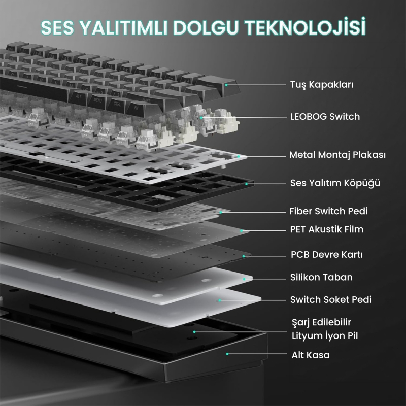 Aula Mini 60 He Pro Hall Effect Manyetik Klavye Rapid Trigger Stromrise Switch 8000Hz RGB TKL Hot Swap Oyuncu Klavyesi Siyah - 8