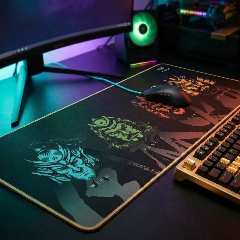 Aula MP-WFFM 70x30cm Kaymaz Tabanlı Gaming Oyuncu Mousepad Siyah - 4
