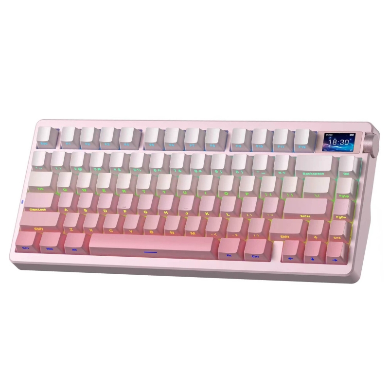 Aula Nova75 Mekanik RGB Klavye TKL Strawberry Mint Switch Tri Mode Kablosuz Makrolu Hot Swap Gaming Oyuncu Klavyesi Gradyan Pembe - 1