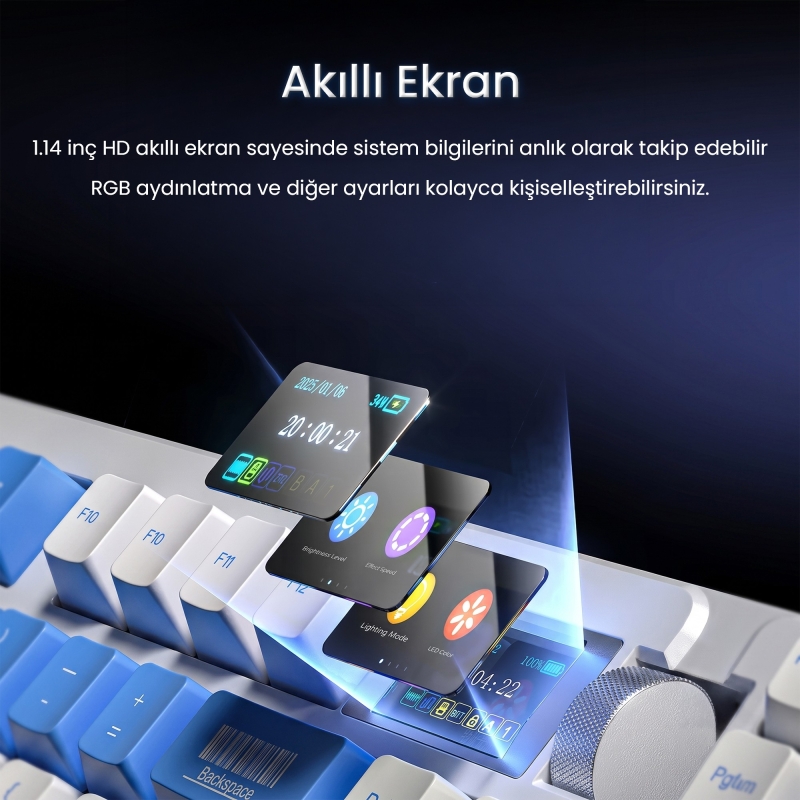 Aula Nova75 Mekanik RGB Klavye TKL Strawberry Mint Switch Tri Mode Kablosuz Makrolu Hot Swap Gaming Oyuncu Klavyesi Gradyan Pembe - 3