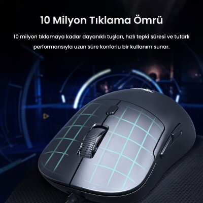 Aula S35 7200 DPI RGB Efektli Makrolu USB Kablolu Gaming Oyuncu Mouse Beyaz - 5