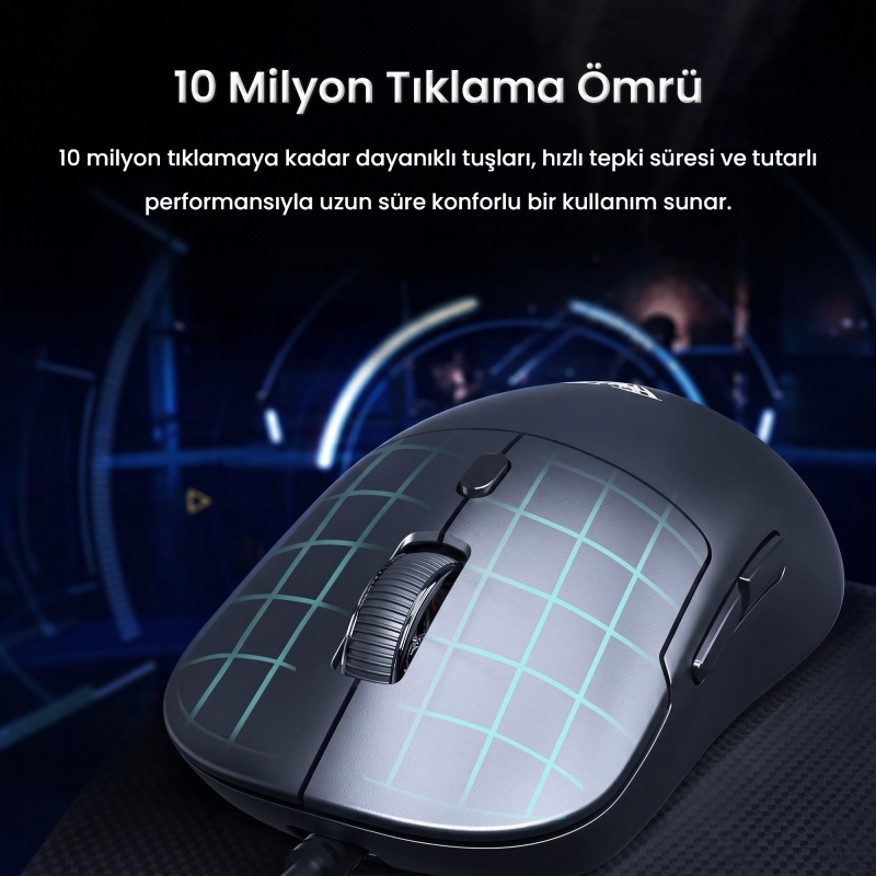 Aula S35 7200 DPI RGB Efektli Makrolu USB Kablolu Gaming Oyuncu Mouse Beyaz - 5