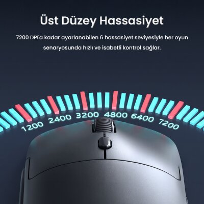 Aula S35 7200 DPI RGB Efektli Makrolu USB Kablolu Gaming Oyuncu Mouse Beyaz - 6