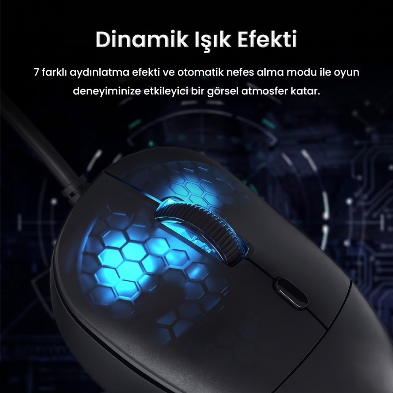 Aula S35 7200 DPI RGB Efektli Makrolu USB Kablolu Gaming Oyuncu Mouse Siyah - 4