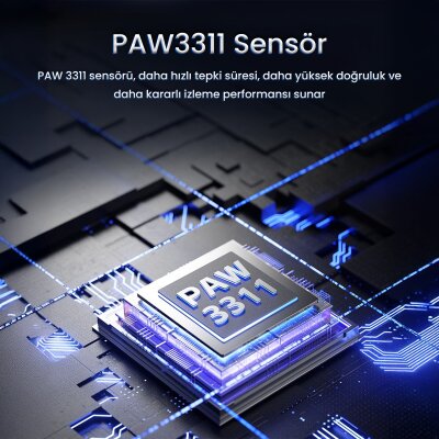 Aula SC590 Pro PAW3311 Sensör 20000 DPI 1000Hz Kablolu ve Kablosuz Gaming Oyuncu Mouse Siyah - 3