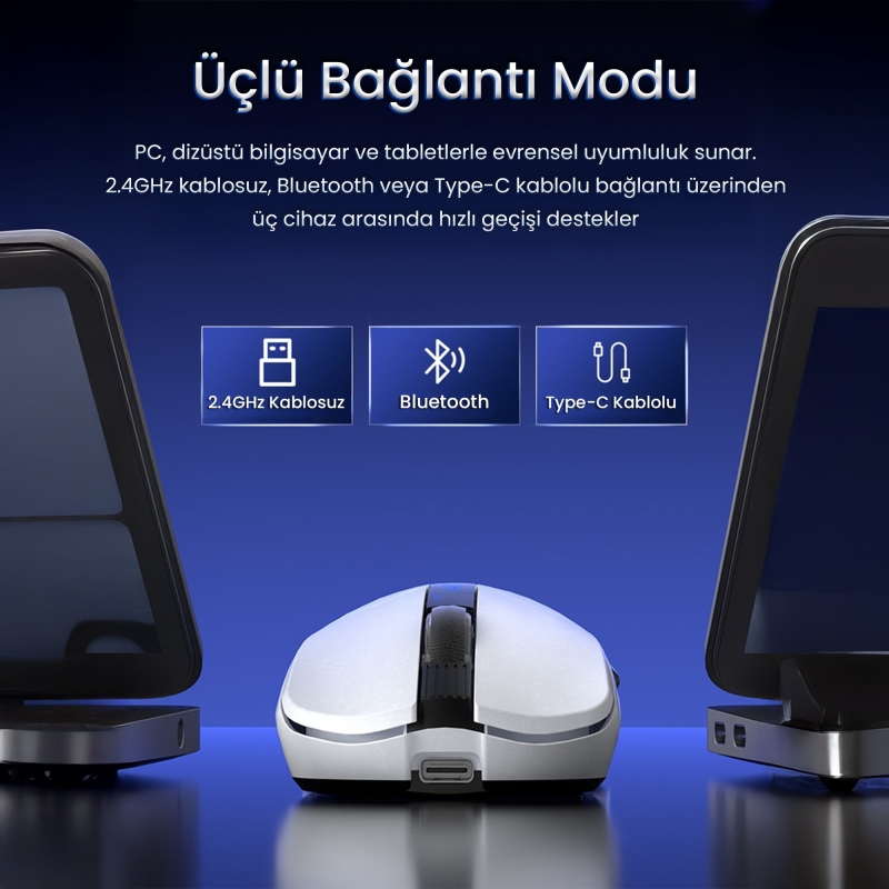 Aula SC590 Pro PAW3311 Sensör 20000 DPI 1000Hz Kablolu ve Kablosuz Gaming Oyuncu Mouse Siyah - 5