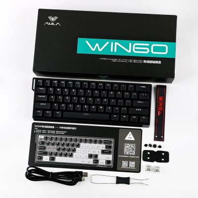 Aula Win68 He Manyetik Klavye Rapid Trigger Graywood Switch 8000Hz RGB TKL Hot Swap Oyuncu Klavyesi Siyah - 8