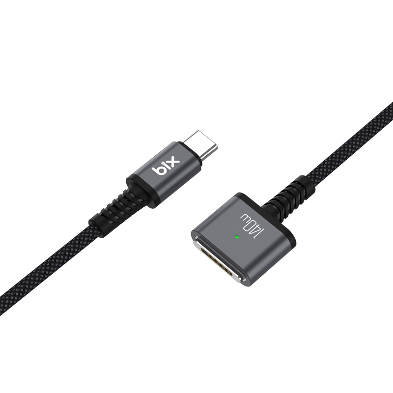 Bix BXM3C 140W Type-C Magsafe 3 Macbook Pro 13″ 14″ 16″ M1 M2 M3 M4 M5 Uyumlu Manyetik Örgülü Şarj Kablosu 2 Metre - 8