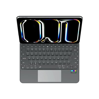 Bix IK01 İpad Air İpad Pro İçin Manyetik Türkçe Q Bluetooth Klavyeli Kılıf 7 Renk Aydınlatmalı Çoklu Dokunmatik Touchpad Siyah - 2