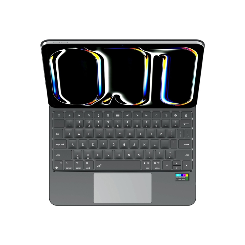 Bix IK01 İpad Air İpad Pro İçin Manyetik Türkçe Q Bluetooth Klavyeli Kılıf 7 Renk Aydınlatmalı Çoklu Dokunmatik Touchpad Siyah - 2