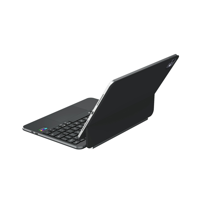 Bix IK01 İpad Air İpad Pro İçin Manyetik Türkçe Q Bluetooth Klavyeli Kılıf 7 Renk Aydınlatmalı Çoklu Dokunmatik Touchpad Siyah - 3