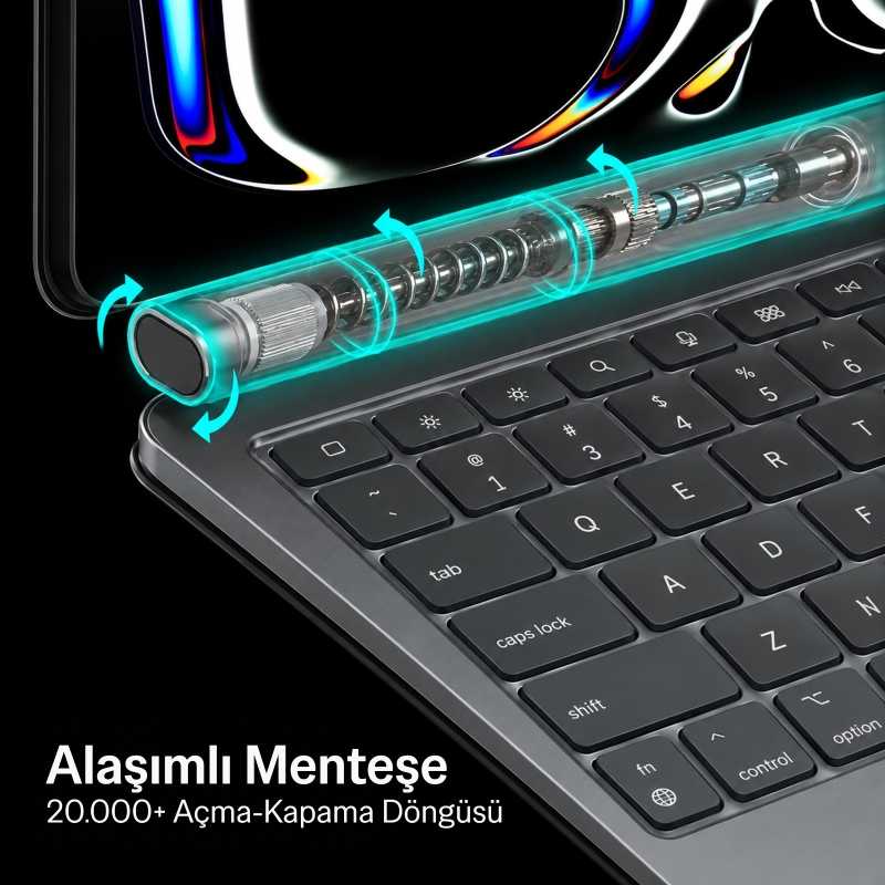 Bix IK01 İpad Air İpad Pro İçin Manyetik Türkçe Q Bluetooth Klavyeli Kılıf 7 Renk Aydınlatmalı Çoklu Dokunmatik Touchpad Siyah - 6
