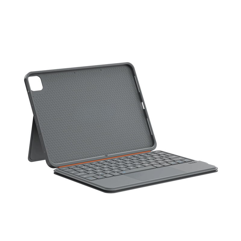 Bix IK02 Manyetik Ayrılabilir iPad için Touchpad’li Klavye Kılıfı Bluetooth 6.0 Type-C Şarjlı 7 Renk Aydınlatmalı Stant Özellikli Tablet Klavye Kılıfı Gri - 2