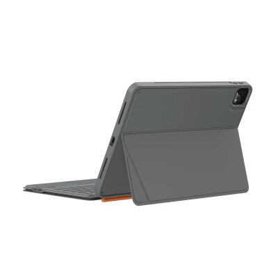 Bix IK02 Manyetik Ayrılabilir iPad için Touchpad’li Klavye Kılıfı Bluetooth 6.0 Type-C Şarjlı 7 Renk Aydınlatmalı Stant Özellikli Tablet Klavye Kılıfı Gri - 3
