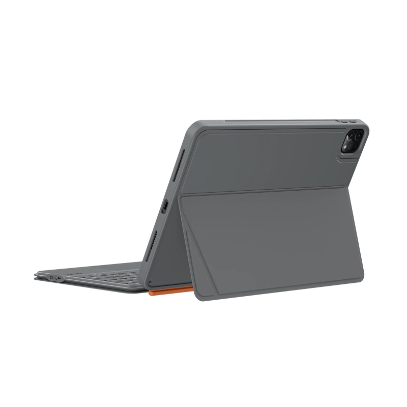 Bix IK02 Manyetik Ayrılabilir iPad için Touchpad’li Klavye Kılıfı Bluetooth 6.0 Type-C Şarjlı 7 Renk Aydınlatmalı Stant Özellikli Tablet Klavye Kılıfı Gri - 3