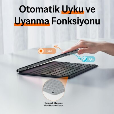 Bix IK04 Manyetik İpad Klavyeli Kılıf Bluetooth 5.3 Türkçe Q Klavye Değiştirilebilir Pilli Ultra İnce Çok Açılı Standlı Pembe - 4