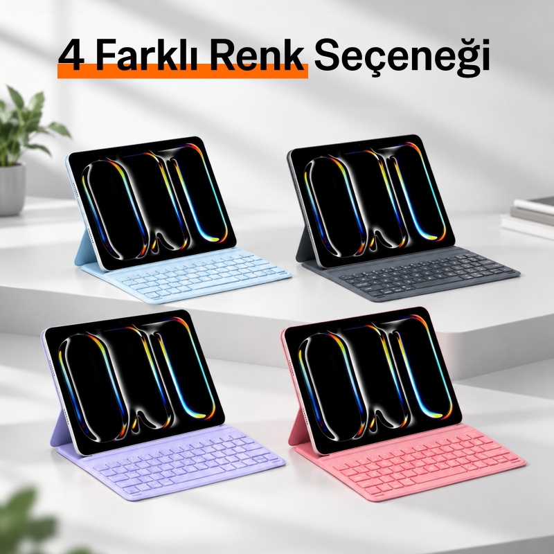 Bix IK04 Manyetik İpad Klavyeli Kılıf Bluetooth 5.3 Türkçe Q Klavye Değiştirilebilir Pilli Ultra İnce Çok Açılı Standlı Pembe - 9