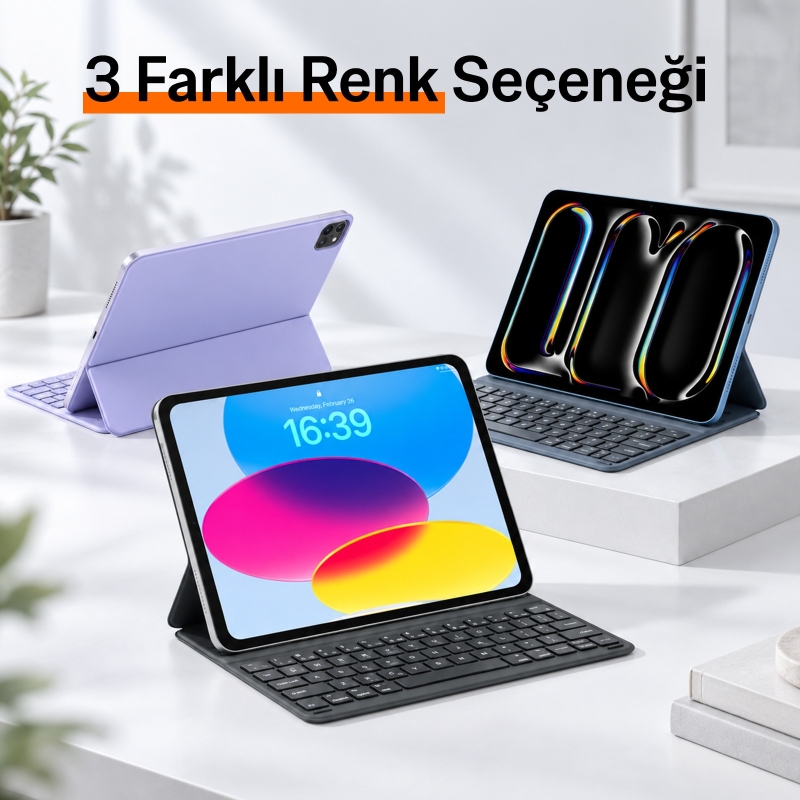 Bix IK05 Manyetik İpad Klavyeli Kılıf Bluetooth 5.3 Türkçe Q Klavye Değiştirilebilir Pilli Ultra İnce Çok Açılı Standlı Siyah - 9