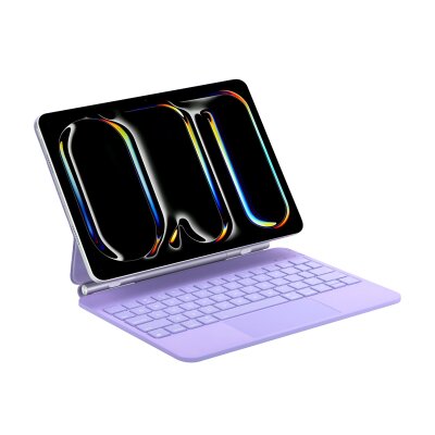 Bix IK06 Manyetik Bluetooth Klavyeli İpad Kılıfı, Dokunmatik Yüzeyli, 7 Renk Aydınlatmalı, İpad Air 10.9″/11″ İpad Pro 11″ Uyumlu Mor - 1