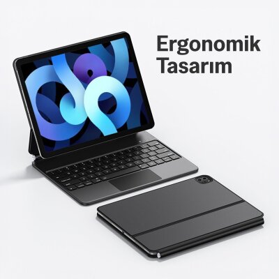 Bix IK06 Manyetik Bluetooth Klavyeli İpad Kılıfı, Dokunmatik Yüzeyli, 7 Renk Aydınlatmalı, İpad Air 10.9″/11″ İpad Pro 11″ Uyumlu Mor - 5