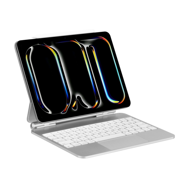 Bix IK07 Manyetik Bluetooth Klavyeli İpad Kılıfı Çoklu Dokunmatik Yüzeyli 7 Renk Aydınlatmalı İnce Tasarım İpad10. Nesil İpad 11 A16 Uyumlu Beyaz Gümüş - 1