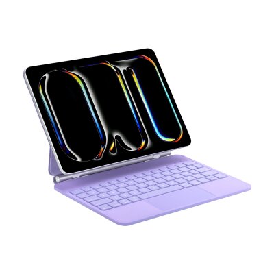 Bix IK07 Manyetik Bluetooth Klavyeli İpad Kılıfı Çoklu Dokunmatik Yüzeyli 7 Renk Aydınlatmalı İnce Tasarım İpad10. Nesil İpad 11 A16 Uyumlu Mor - Bix