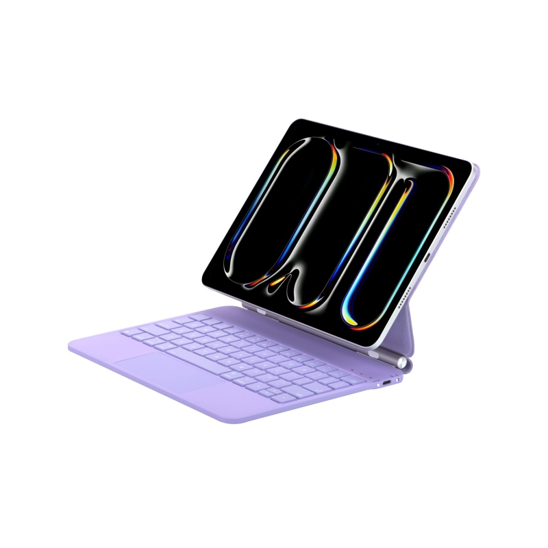Bix IK07 Manyetik Bluetooth Klavyeli İpad Kılıfı Çoklu Dokunmatik Yüzeyli 7 Renk Aydınlatmalı İnce Tasarım İpad10. Nesil İpad 11 A16 Uyumlu Mor - 8
