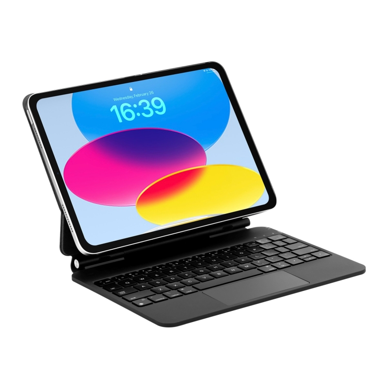 Bix IK07 Manyetik Bluetooth Klavyeli İpad Kılıfı Çoklu Dokunmatik Yüzeyli 7 Renk Aydınlatmalı İnce Tasarım İpad10. Nesil İpad 11 A16 Uyumlu Siyah - 1