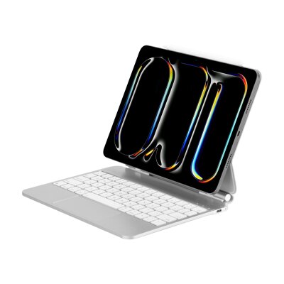 Bix IK08 Manyetik Bluetooth Klavyeli İpad Kılıfı Çoklu Dokunmatik Yüzeyli 3 Kademeli Arka Aydınlatmalı İpad Air İpad Pro Uyumlu Beyaz Gümüş - 8