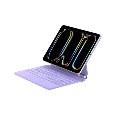 Bix IK08 Manyetik Bluetooth Klavyeli İpad Kılıfı Çoklu Dokunmatik Yüzeyli 3 Kademeli Arka Aydınlatmalı İpad Air İpad Pro Uyumlu Mor - 8