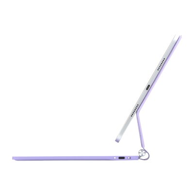 Bix IK08 Manyetik Bluetooth Klavyeli İpad Kılıfı Çoklu Dokunmatik Yüzeyli 3 Kademeli Arka Aydınlatmalı İpad Air İpad Pro Uyumlu Mor - 9