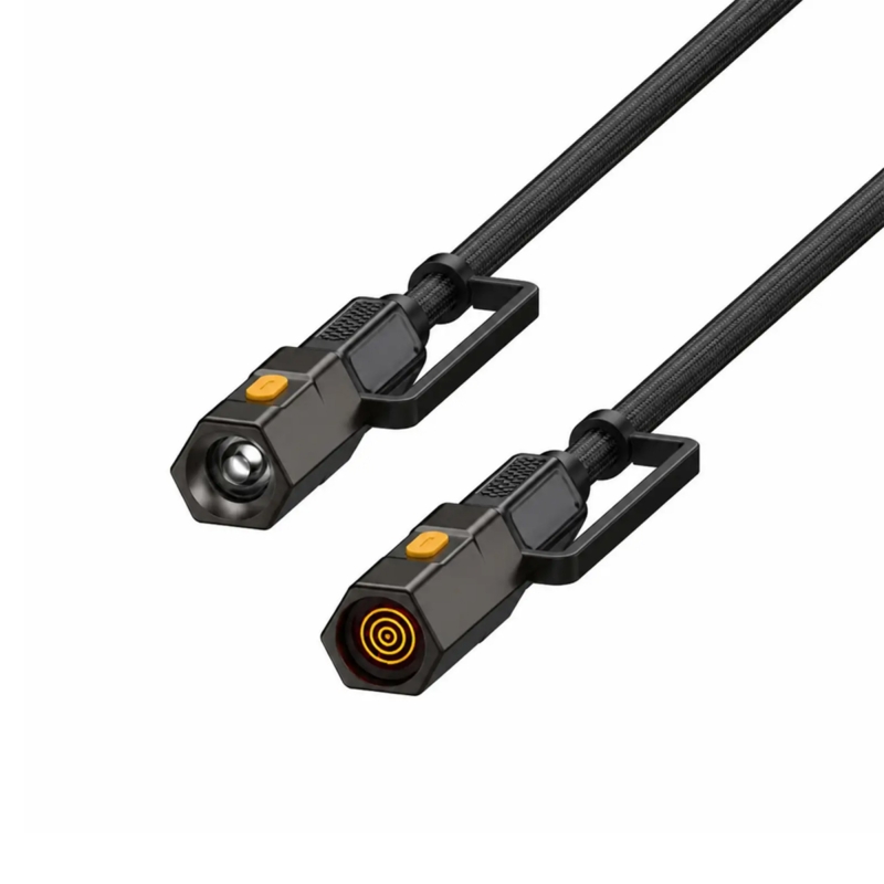 Bix T2IN1C 240W LED Fener ve Alevsiz Çakmak Fonksiyonlu Type-C to Type-C Şarj ve Data Kablosu 1.2 Metre Siyah - 2