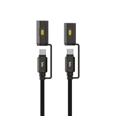 Bix T2IN1C 240W LED Fener ve Alevsiz Çakmak Fonksiyonlu Type-C to Type-C Şarj ve Data Kablosu 1.2 Metre Siyah - 7