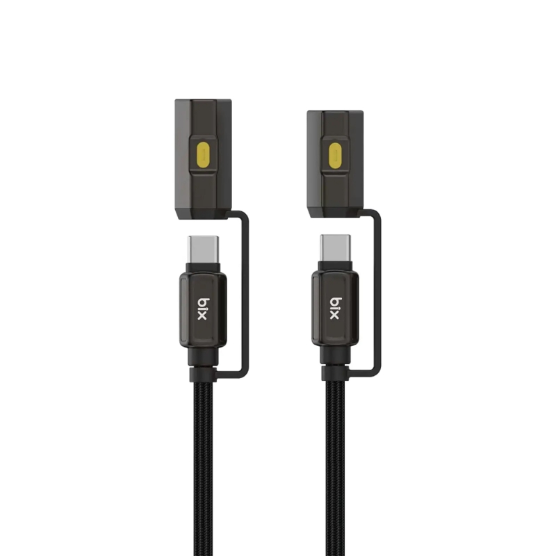 Bix T2IN1C 240W LED Fener ve Alevsiz Çakmak Fonksiyonlu Type-C to Type-C Şarj ve Data Kablosu 1.2 Metre Siyah - 7