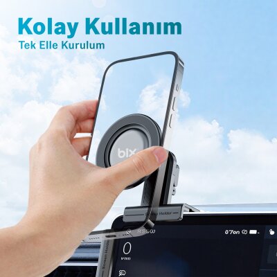 Bix TCH03 Çok Açılı Ayarlanabilir Araç Ekranı ve Monitör Üstü için Teleskopik Manyetik Telefon Tutucu - 4