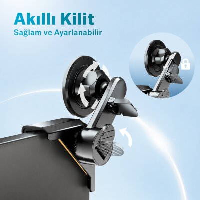 Bix TCH03 Çok Açılı Ayarlanabilir Araç Ekranı ve Monitör Üstü için Teleskopik Manyetik Telefon Tutucu - 5